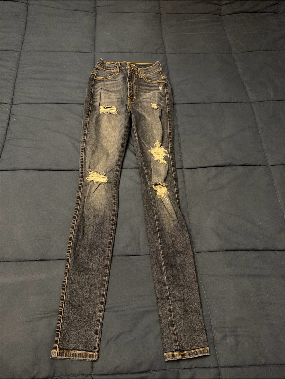 Fashion Nova Black Distressed Skinny Jeans